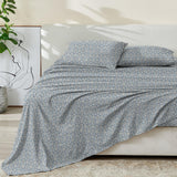 Patina Vie Maison Bed Sheets Full / Blue / Tan Floral 100% Cotton Percale Floral Printed Cool & Crisp Sheet Set