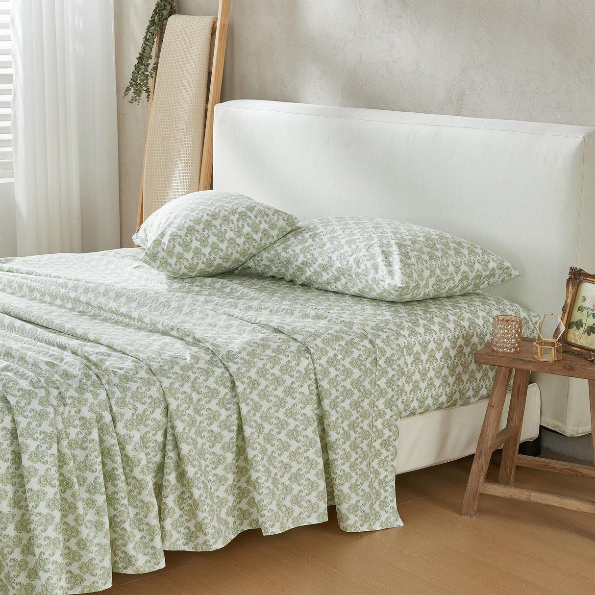 Patina Vie Maison Bed Sheets 100% Cotton Percale Floral Printed Cool & Crisp Sheet Set