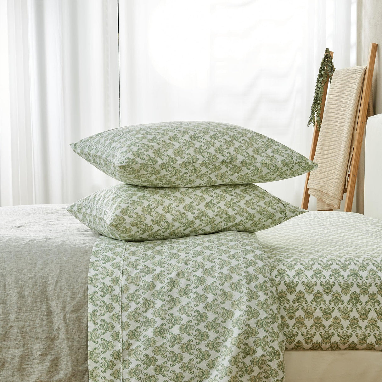 Patina Vie Maison Bed Sheets 100% Cotton Percale Floral Printed Cool & Crisp Sheet Set
