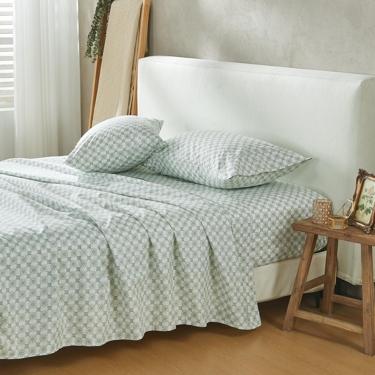 Patina Vie Maison Bed Sheets 100% Cotton Percale Floral Printed Cool & Crisp Sheet Set