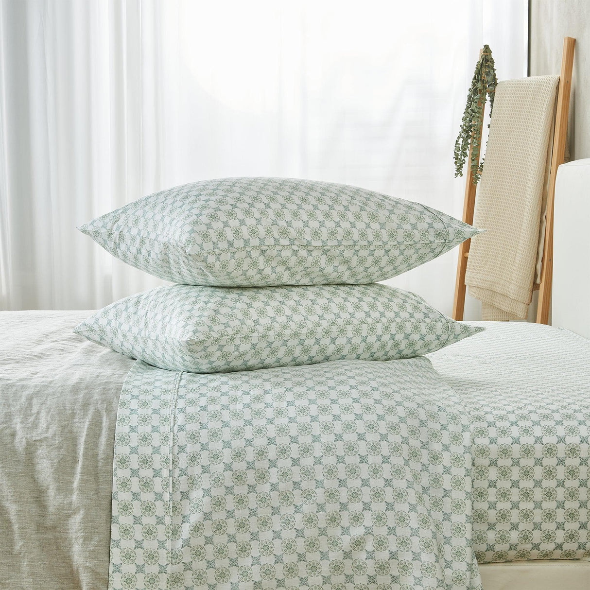 Patina Vie Maison Bed Sheets 100% Cotton Percale Floral Printed Cool & Crisp Sheet Set