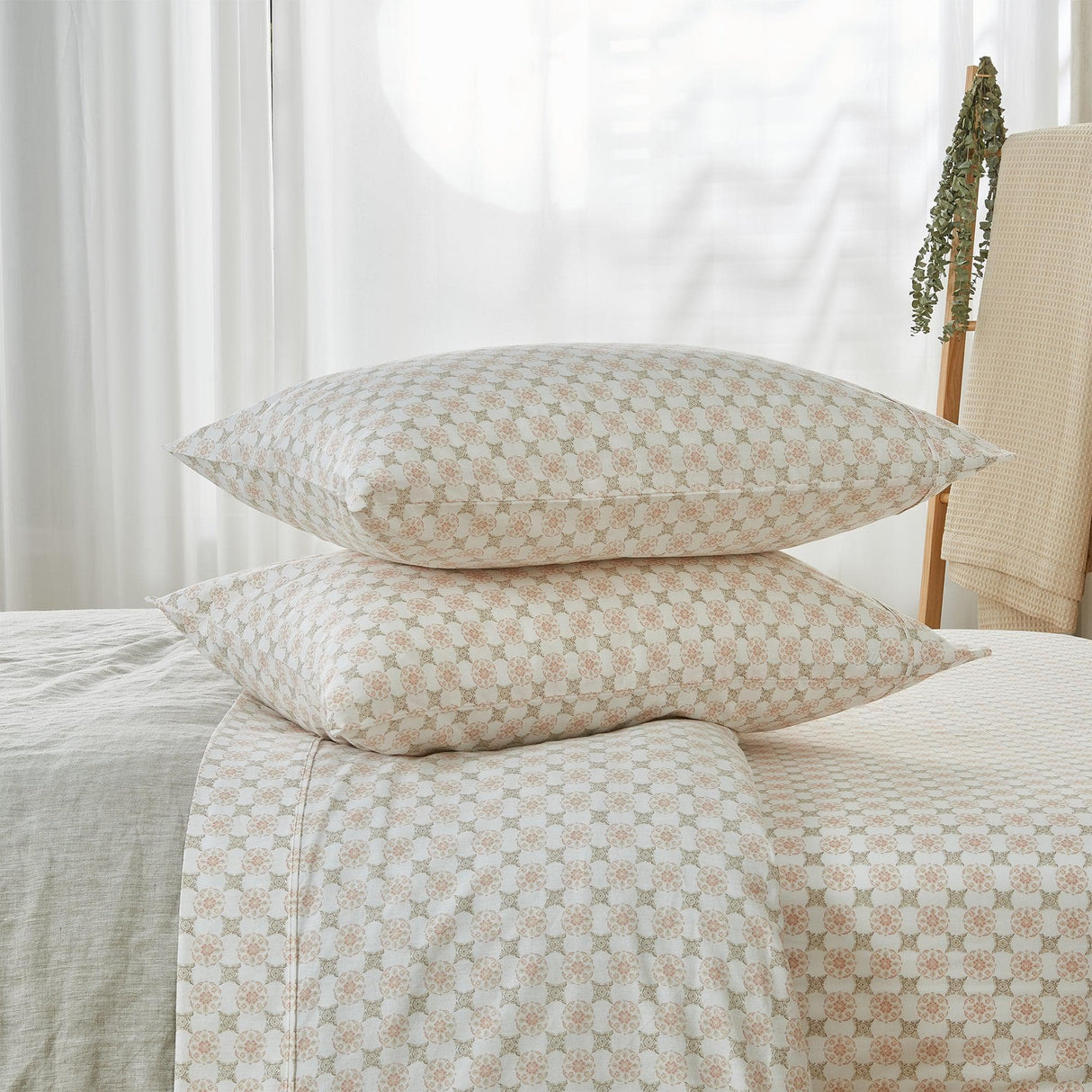 Patina Vie Maison Bed Sheets 100% Cotton Percale Floral Printed Cool & Crisp Sheet Set