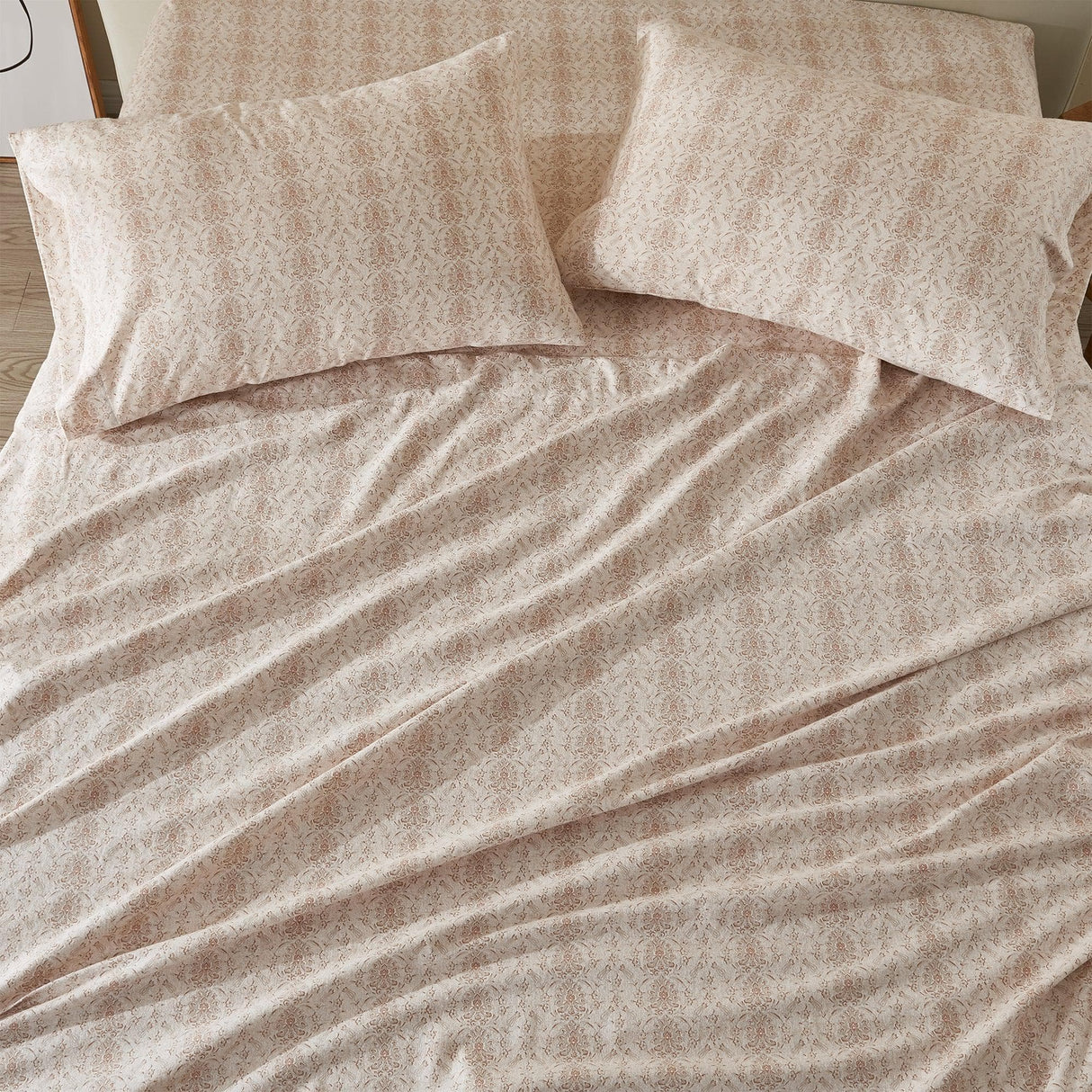 Patina Vie Maison Bed Sheets 100% Cotton Vintage Floral Printed Flannel Sheet Set