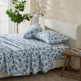 Patina Vie Maison Bed Sheets 100% Cotton Vintage Floral Printed Flannel Sheet Set