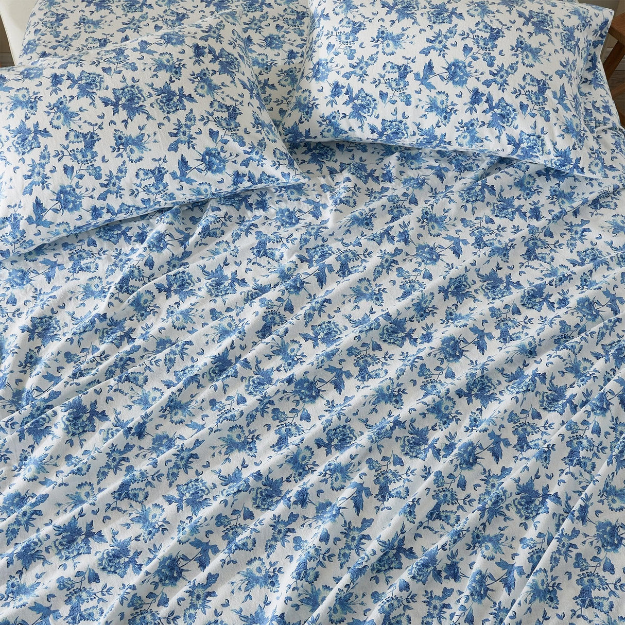 Patina Vie Maison Bed Sheets 100% Cotton Vintage Floral Printed Flannel Sheet Set