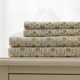 Patina Vie Maison Bed Sheets 100% Cotton Vintage Floral Printed Flannel Sheet Set