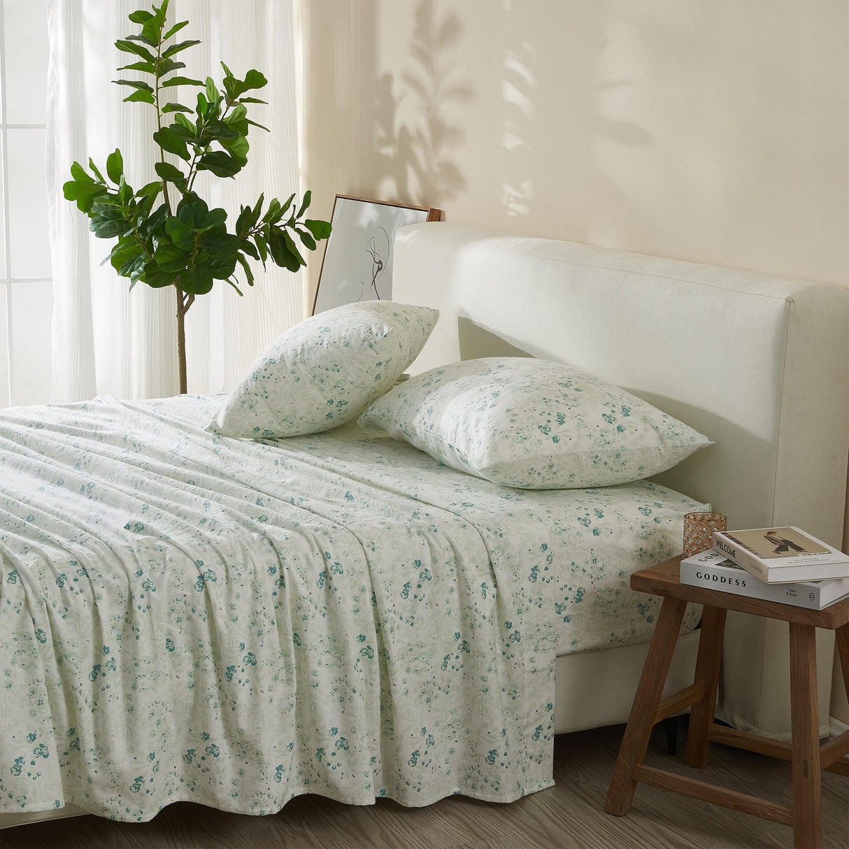 Patina Vie Maison Bed Sheets 100% Cotton Vintage Floral Printed Flannel Sheet Set