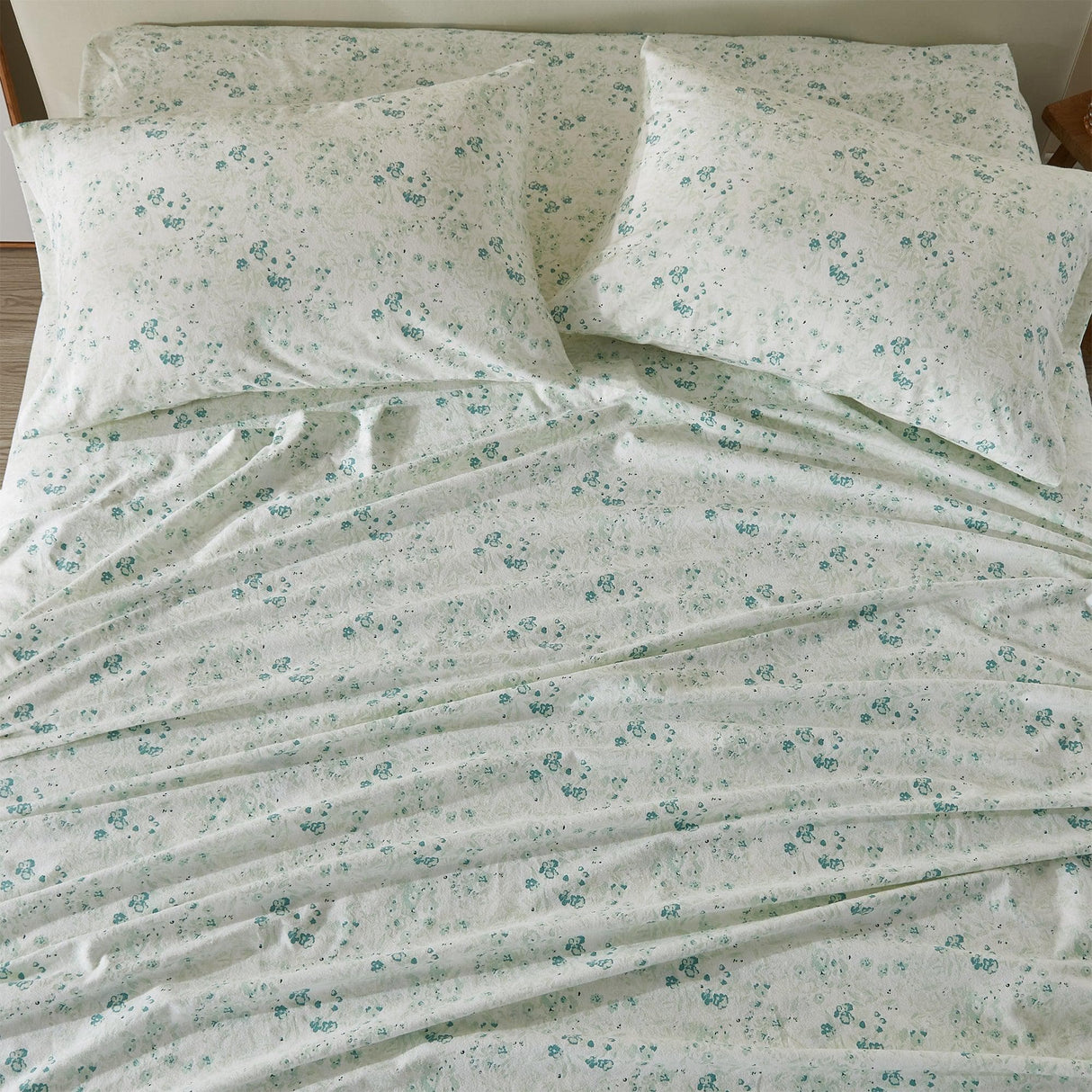 Patina Vie Maison Bed Sheets 100% Cotton Vintage Floral Printed Flannel Sheet Set