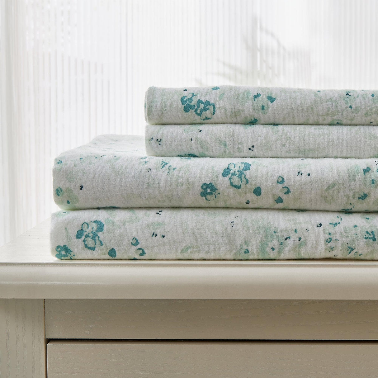 Patina Vie Maison Bed Sheets 100% Cotton Vintage Floral Printed Flannel Sheet Set