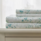 Patina Vie Maison Bed Sheets 100% Cotton Vintage Floral Printed Flannel Sheet Set