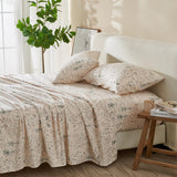 Patina Vie Maison Bed Sheets 100% Cotton Vintage Floral Printed Flannel Sheet Set