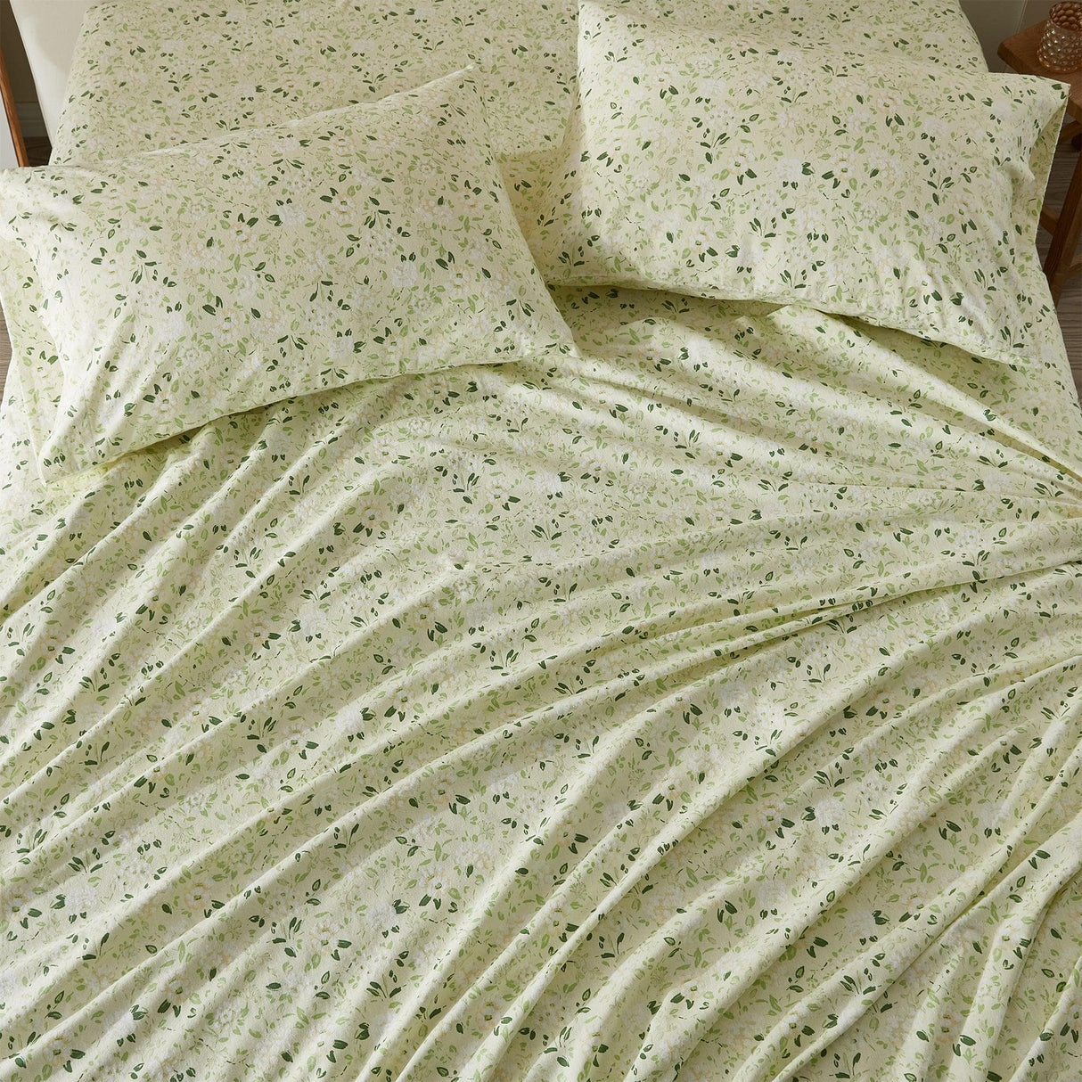 Patina Vie Maison Bed Sheets 100% Cotton Vintage Floral Printed Flannel Sheet Set
