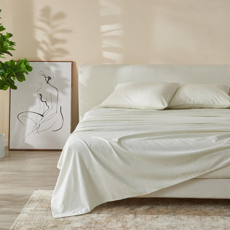 Patina Vie Maison Bed Sheets Queen / Geometric - Grey 100% Cotton Vintage Floral Printed Flannel Sheet Set