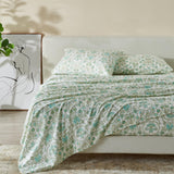 Patina Vie Maison Bed Sheets Twin / Geo Floral - Aqua 100% Cotton Vintage Floral Printed Flannel Sheet Set