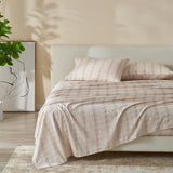 Patina Vie Maison Bed Sheets Queen / Geometric - Natural 100% Cotton Vintage Floral Printed Flannel Sheet Set