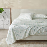 Patina Vie Maison Bed Sheets King / Abstract Floral - Blue 100% Cotton Vintage Floral Printed Flannel Sheet Set