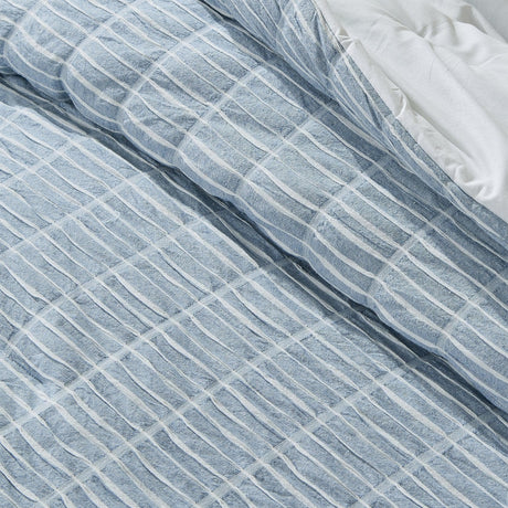 Patina Vie Maison Quilts & Comforters 100% Cotton Puckered 3 Pc Reversible Comforter Set with Shams