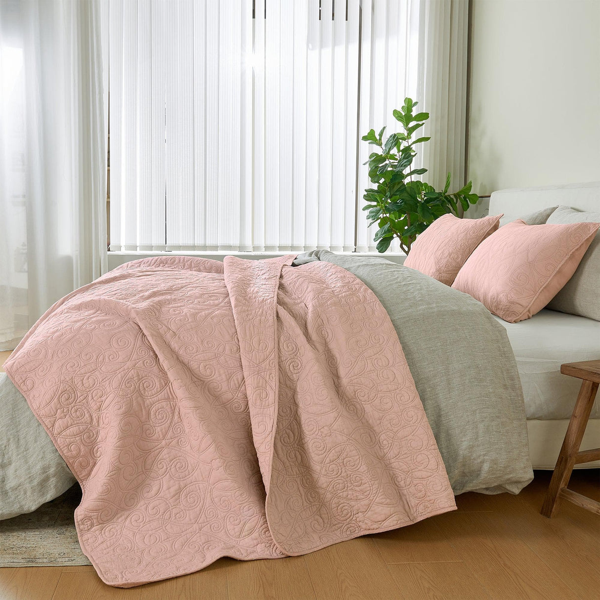 Patina Vie Maison Quilts & Comforters 100% Cotton Quilt Set with Boho Stitched Detail
