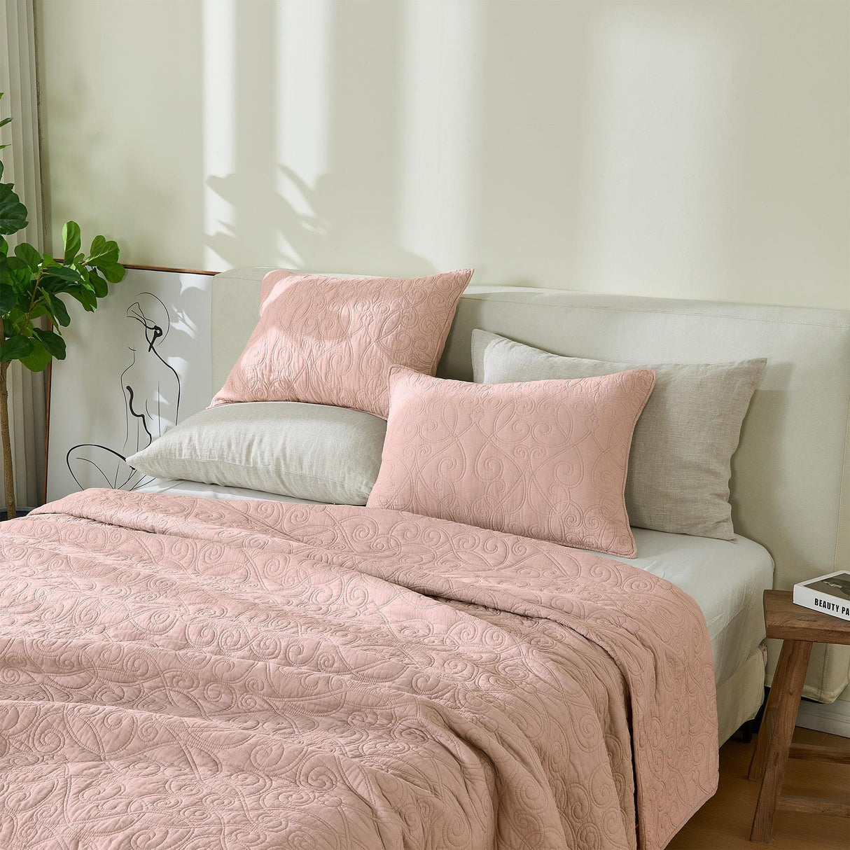 Patina Vie Maison Quilts & Comforters 100% Cotton Quilt Set with Boho Stitched Detail