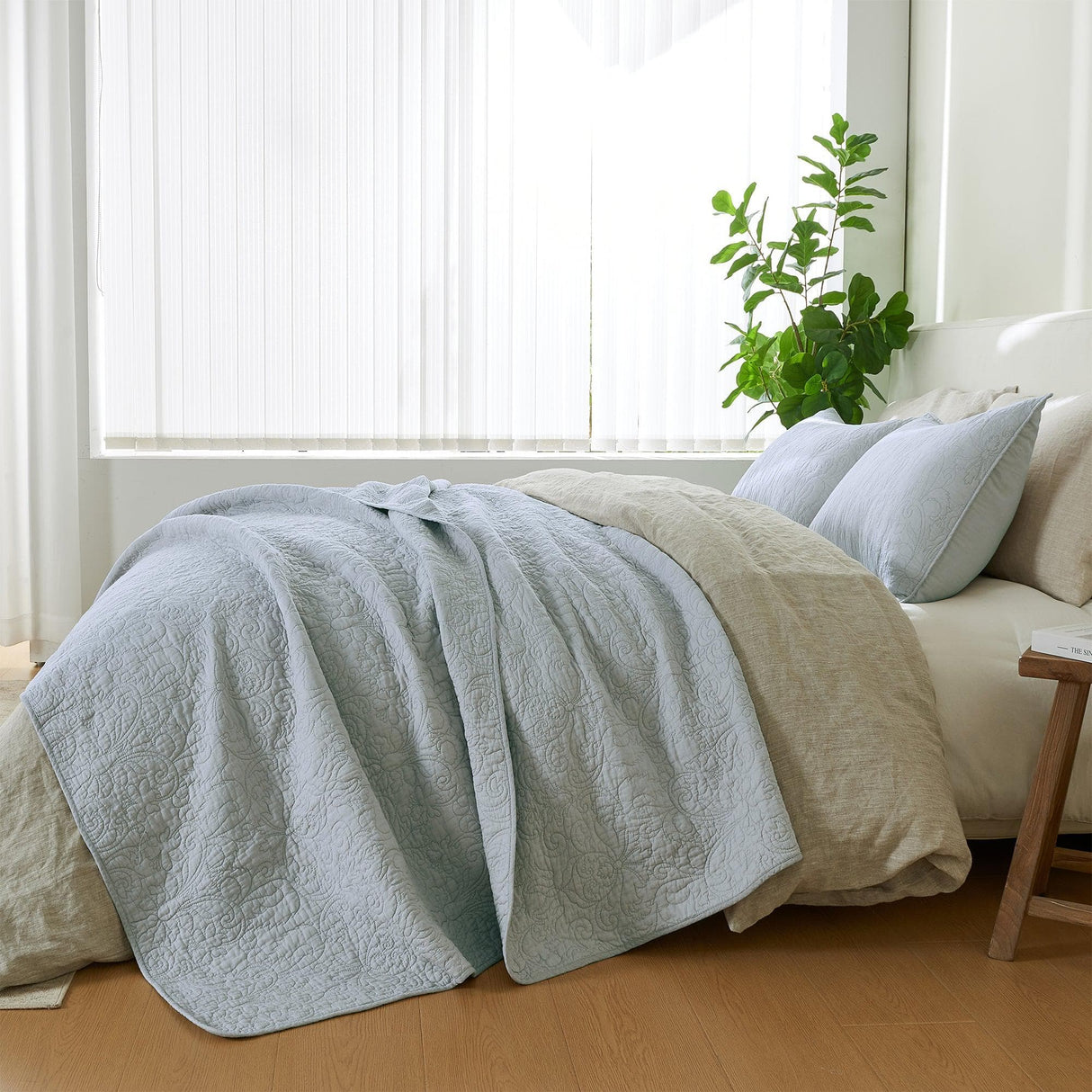 Patina Vie Maison Quilts & Comforters 100% Cotton Quilt Set with Boho Stitched Detail