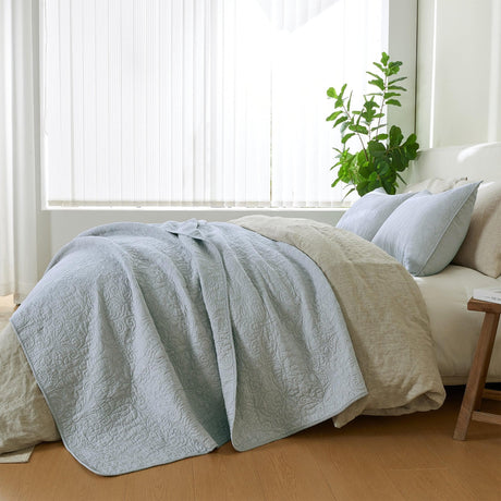Patina Vie Maison Quilts & Comforters 100% Cotton Quilt Set with Boho Stitched Detail