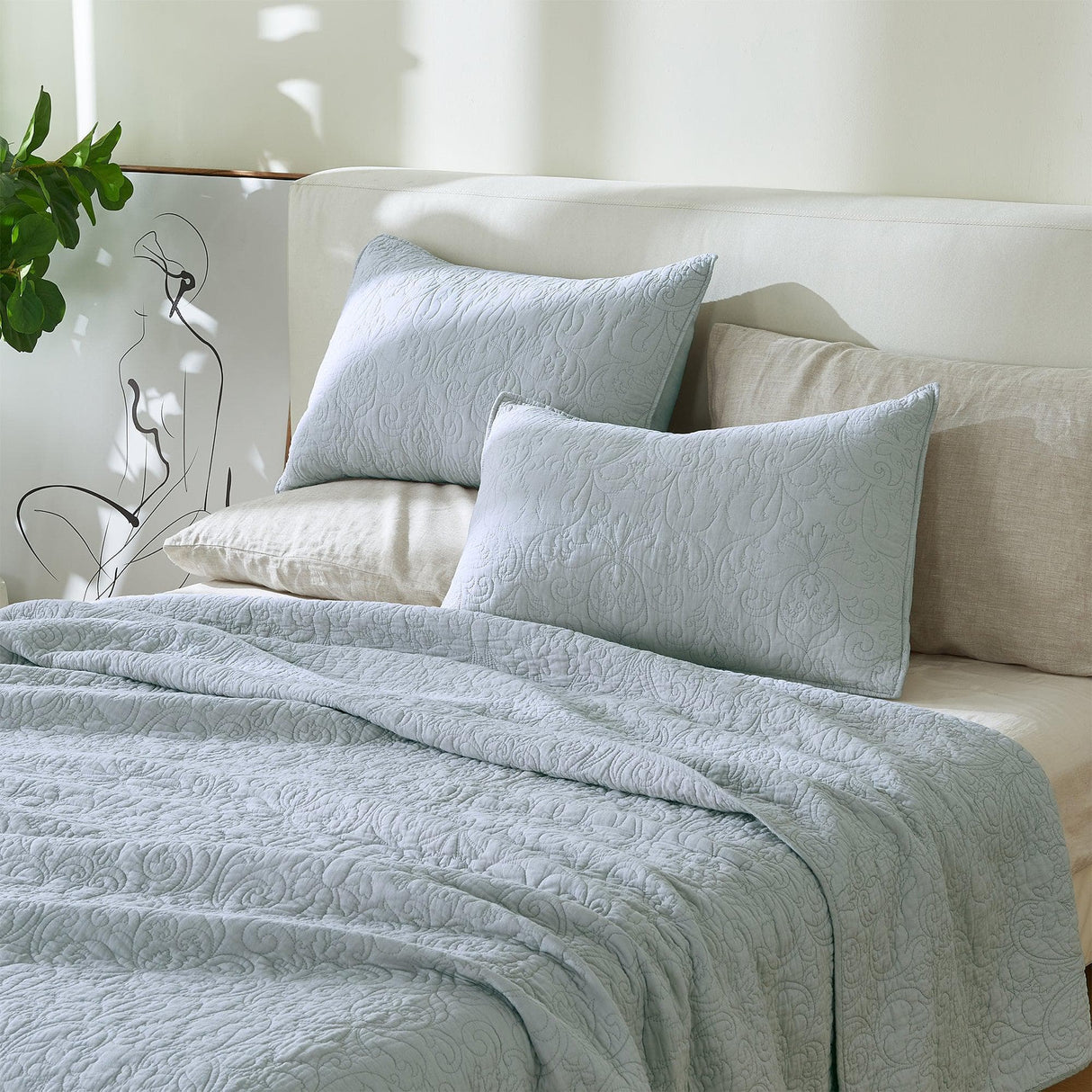 Patina Vie Maison Quilts & Comforters 100% Cotton Quilt Set with Boho Stitched Detail