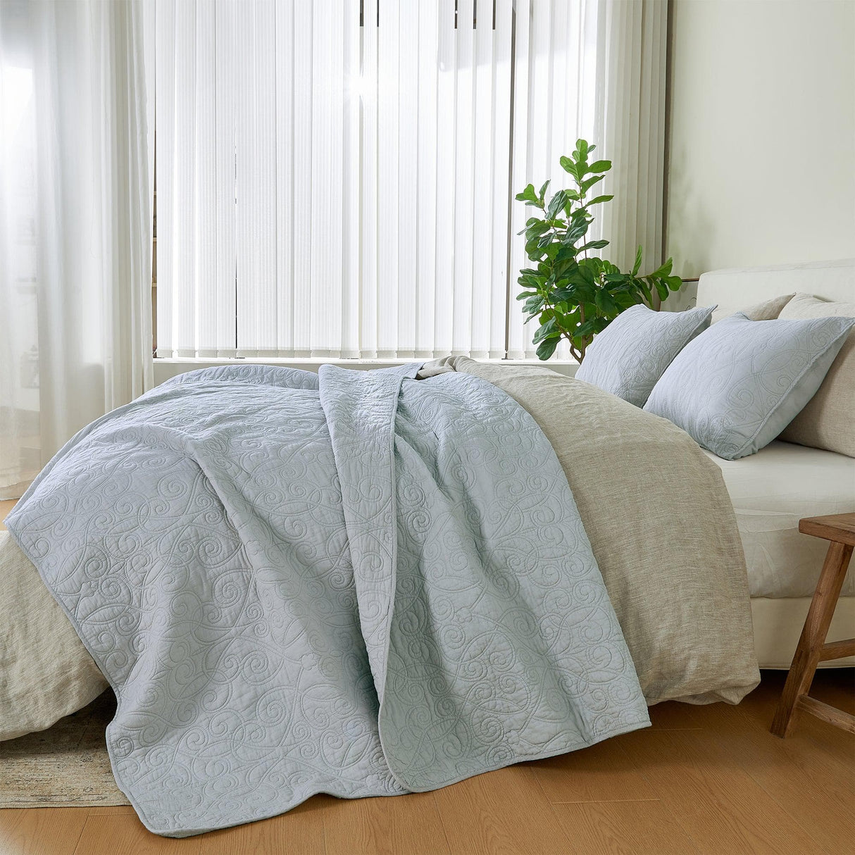 Patina Vie Maison Quilts & Comforters 100% Cotton Quilt Set with Boho Stitched Detail