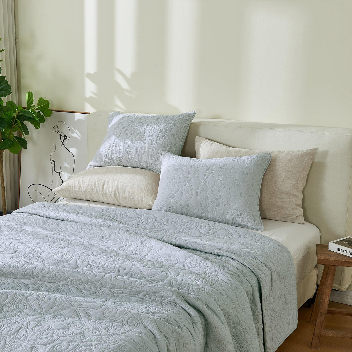 Patina Vie Maison Quilts & Comforters 100% Cotton Quilt Set with Boho Stitched Detail