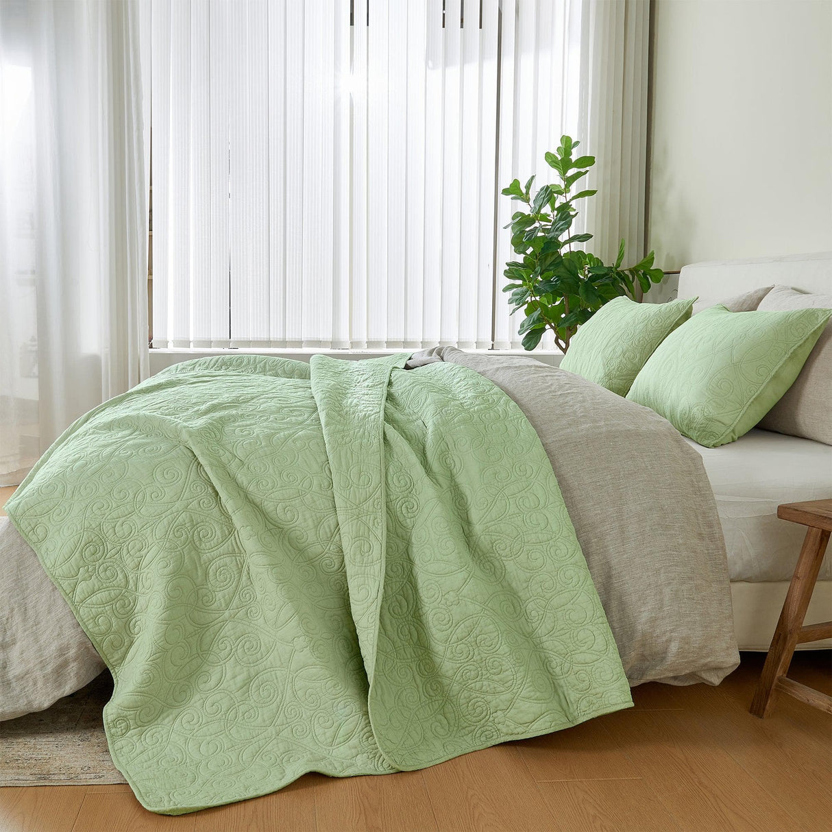 Patina Vie Maison Quilts & Comforters 100% Cotton Quilt Set with Boho Stitched Detail