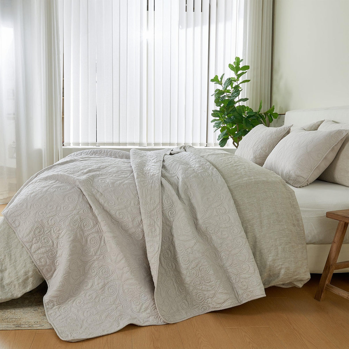 Patina Vie Maison Quilts & Comforters 100% Cotton Quilt Set with Boho Stitched Detail