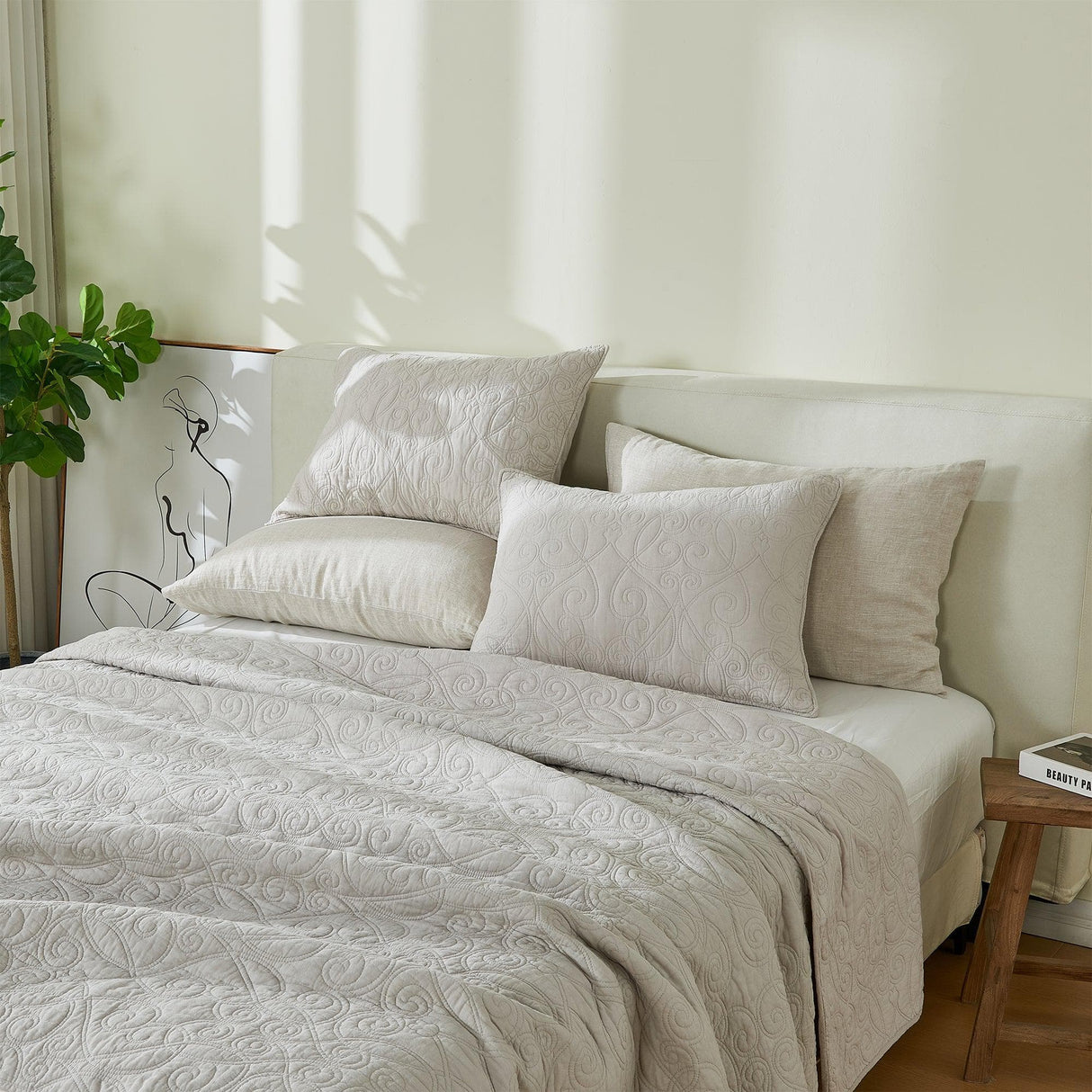 Patina Vie Maison Quilts & Comforters 100% Cotton Quilt Set with Boho Stitched Detail