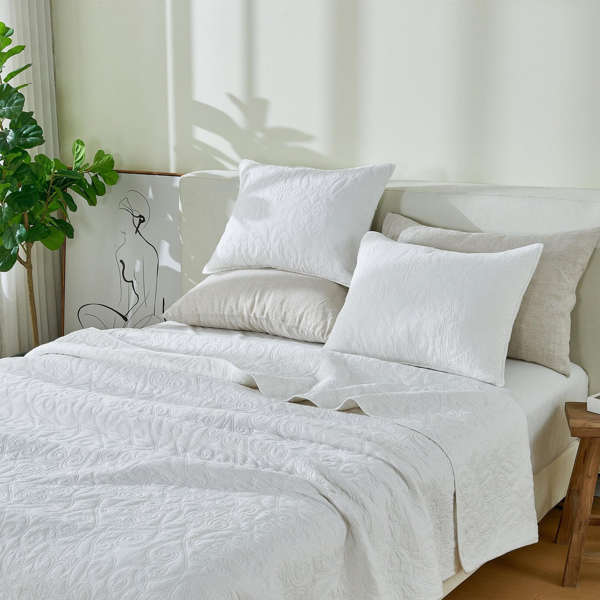 Patina Vie Maison Quilts & Comforters 100% Cotton Quilt Set with Boho Stitched Detail