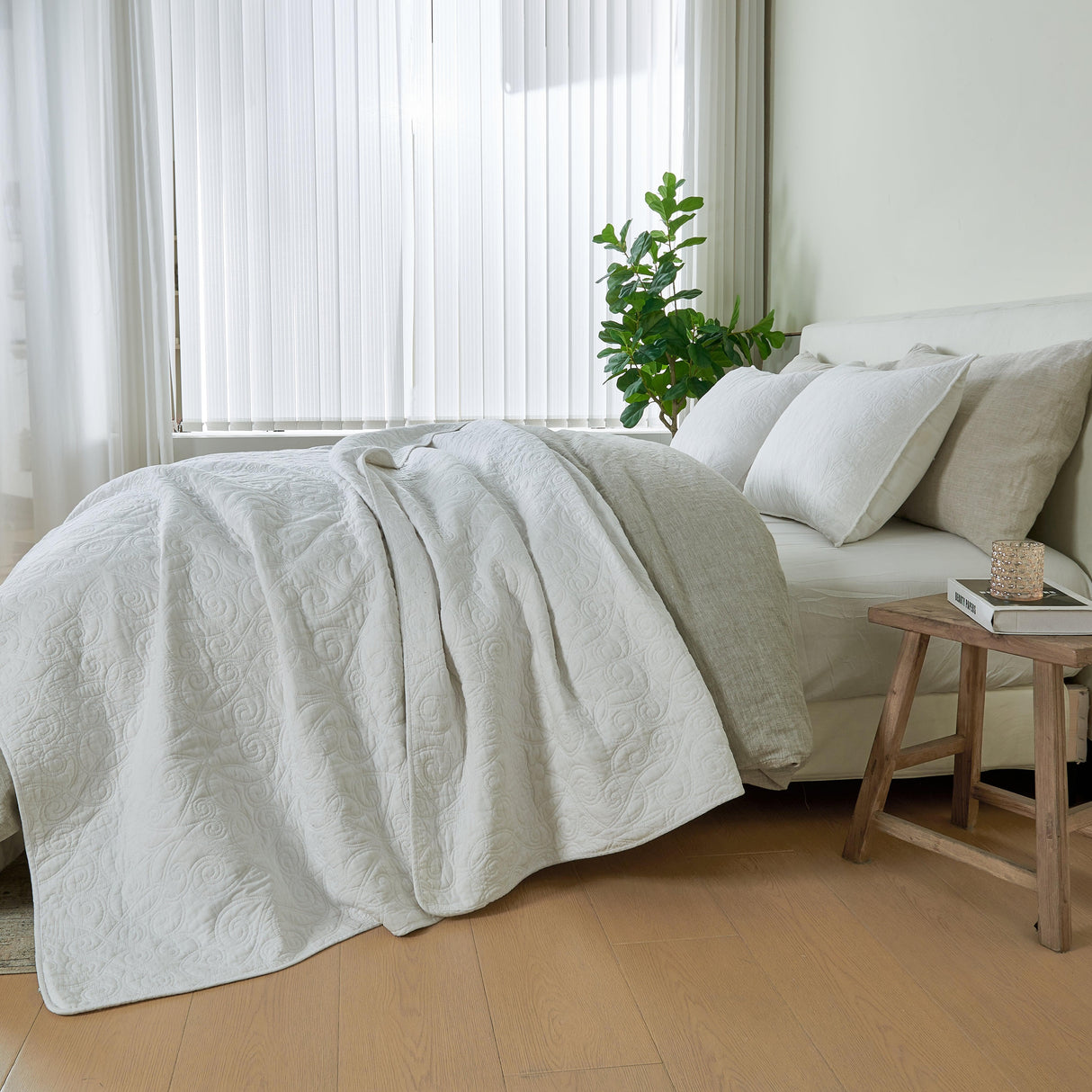 Patina Vie Maison Quilts & Comforters 100% Cotton Quilt Set with Boho Stitched Detail