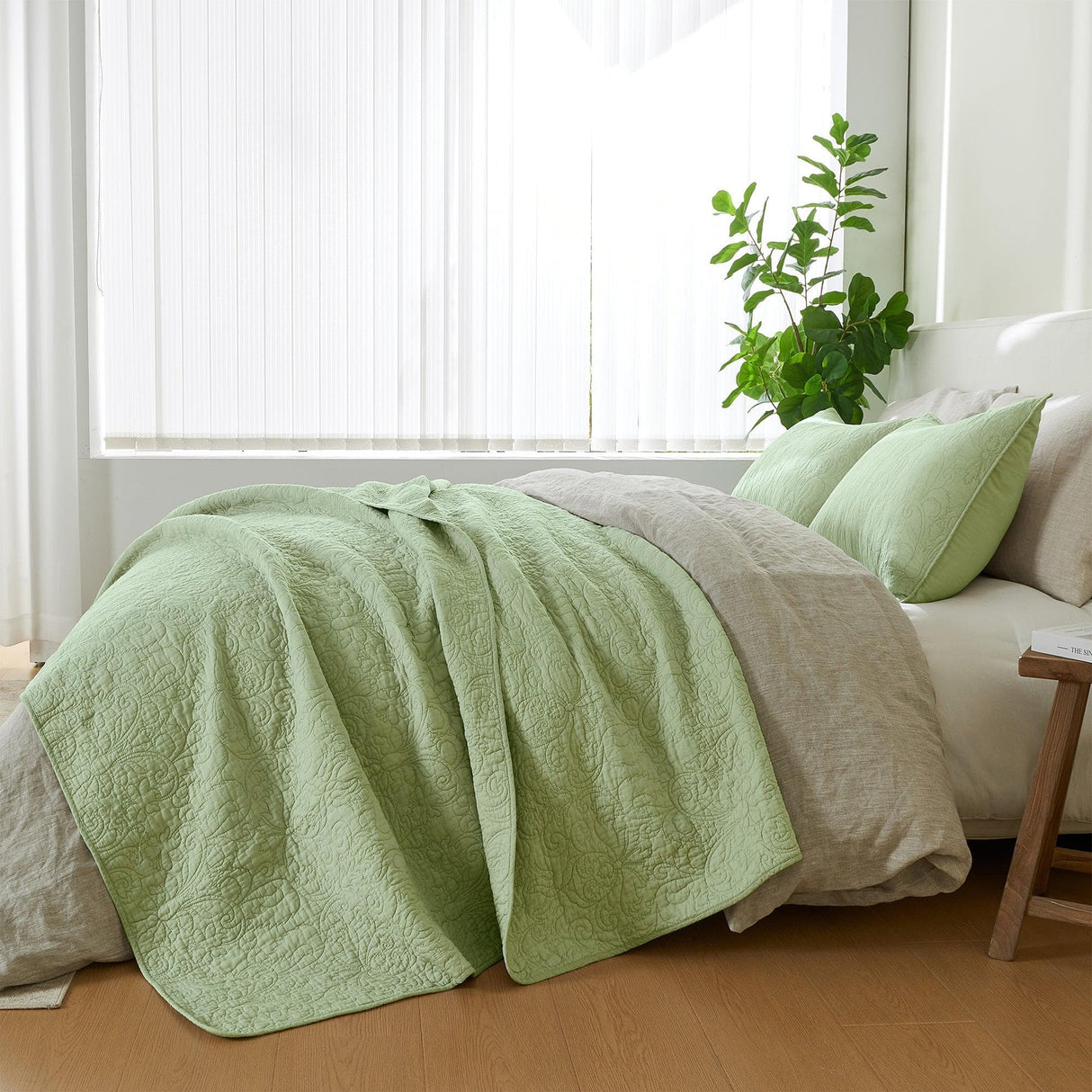 Patina Vie Maison Quilts & Comforters 100% Cotton Quilt Set with Boho Stitched Detail