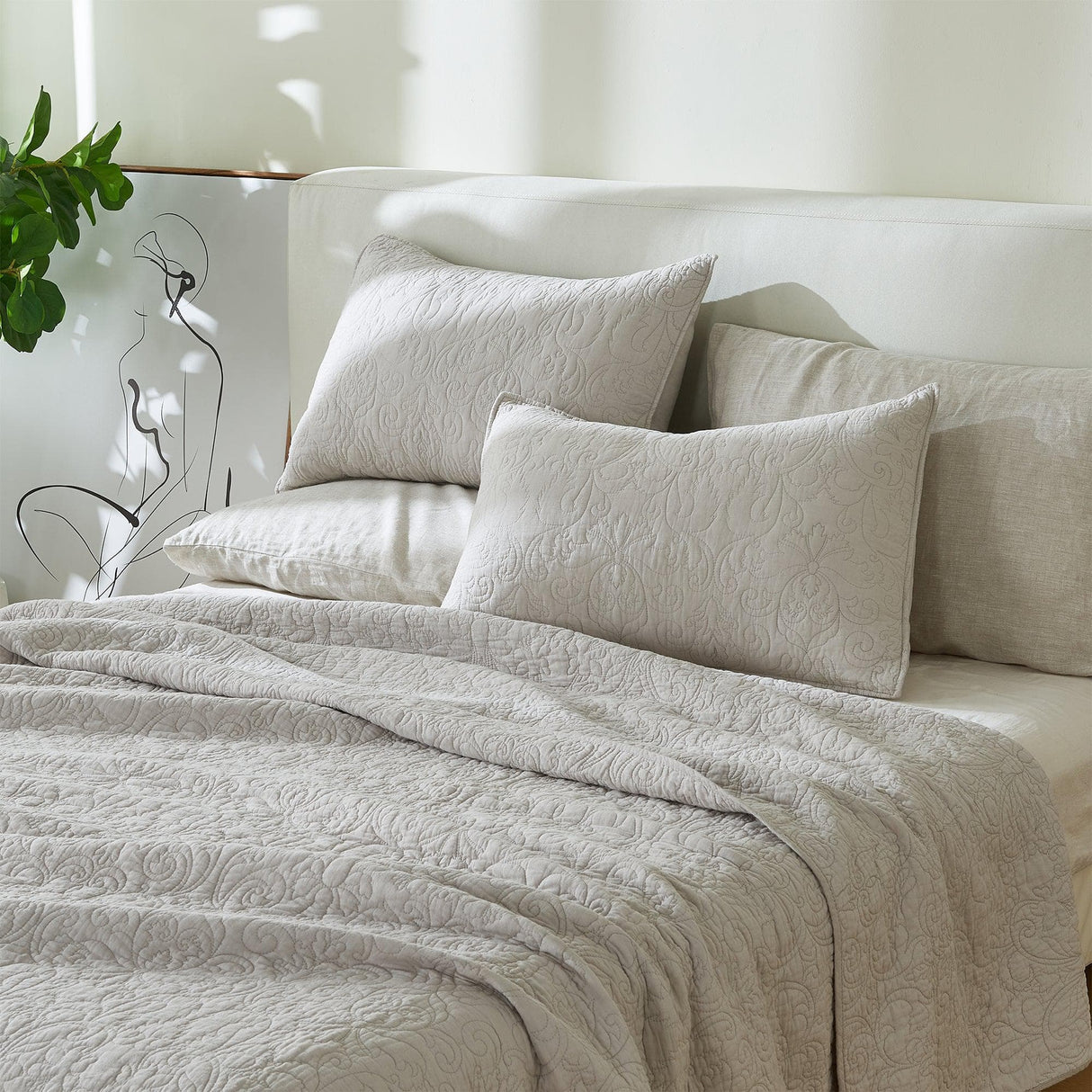 Patina Vie Maison Quilts & Comforters 100% Cotton Quilt Set with Boho Stitched Detail