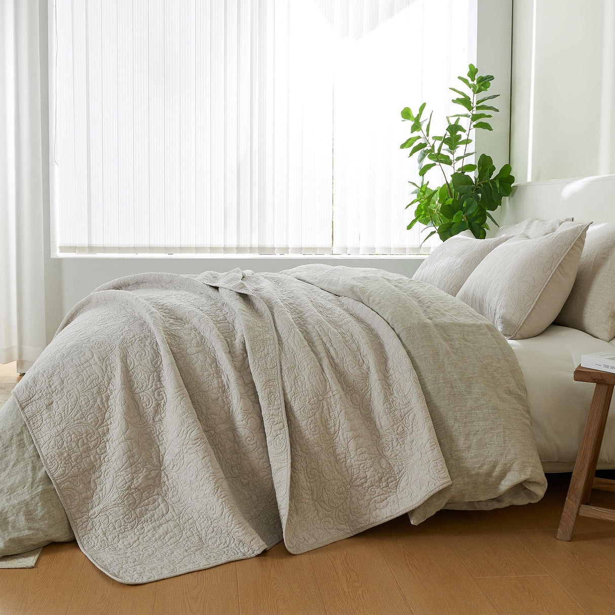 Patina Vie Maison Quilts & Comforters 100% Cotton Quilt Set with Boho Stitched Detail