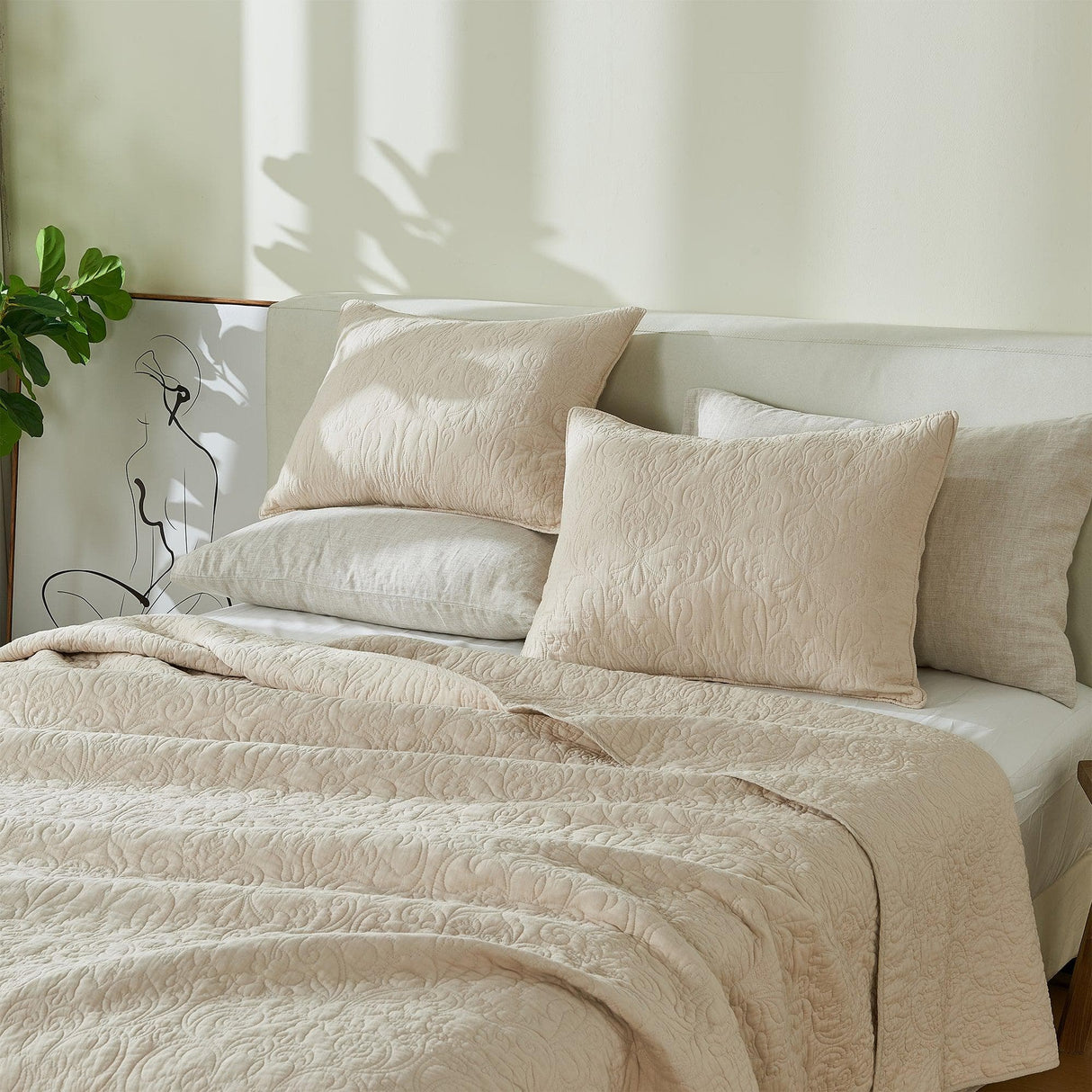 Patina Vie Maison Quilts & Comforters 100% Cotton Quilt Set with Boho Stitched Detail