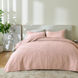Patina Vie Maison Quilts & Comforters Full / Queen / Rose - Heirloom 100% Cotton Quilt Set with Boho Stitched Detail