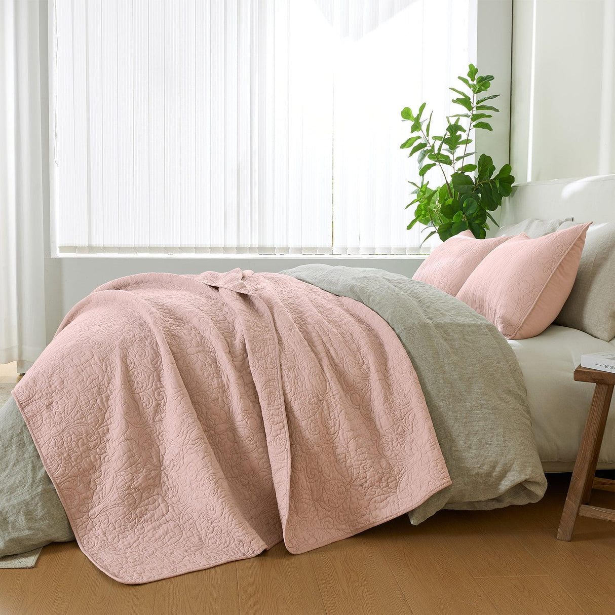 Patina Vie Maison Quilts & Comforters 100% Cotton Quilt Set with Boho Stitched Detail
