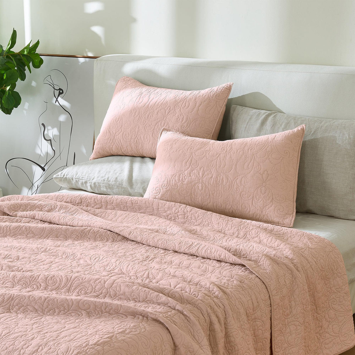 Patina Vie Maison Quilts & Comforters 100% Cotton Quilt Set with Boho Stitched Detail