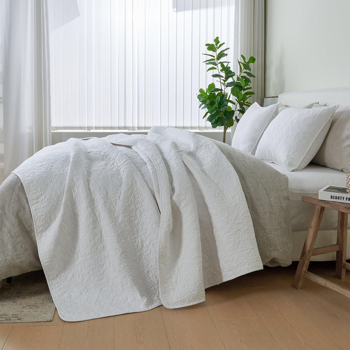 Patina Vie Maison Quilts & Comforters 100% Cotton Quilt Set with Boho Stitched Detail