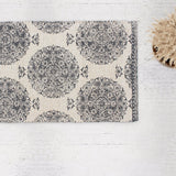 Patina Vie Maison Rugs 2'3" x 3'8" / Navy Medallion Floral Hand Tufted Cotton/Jute Flatweave Boho Rug