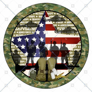 Patriotic Army Armed Forces Round Sign