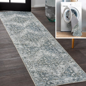 Pavel Distressed Medallion Low - Pile Machine - Washable Runner Rug - Tuesday Morning - Runner Rugs