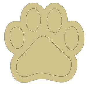 Paw Print with Paint Lines Wood Cutout - Unfinished Wood