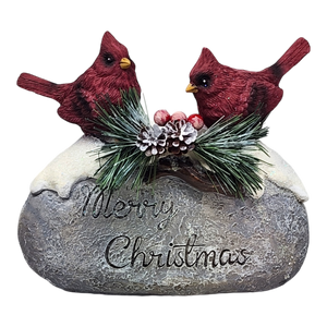 Holiday Cardinals on Stone - 7 Inch