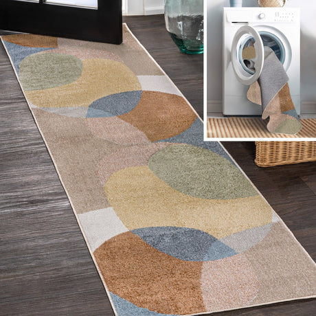 Pebble-Geometric-Contemporary-Machine-Washable-Runner-Rug-Runner-Rugs
