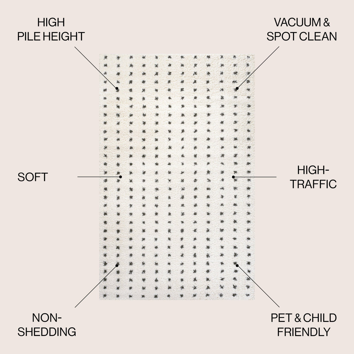 Pele Modern Geometric Dot Shag Area Rug - Tuesday Morning - Area Rugs