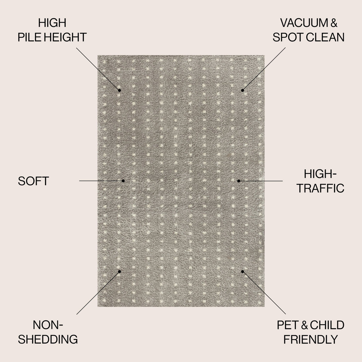 Pele Modern Geometric Dot Shag Area Rug - Tuesday Morning - Area Rugs
