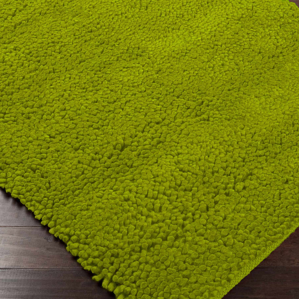 Frederika Solid Olive Green Wool Shag Rug - Clearance